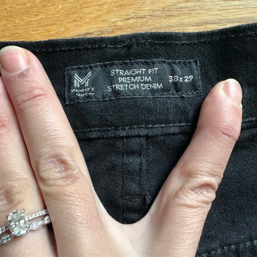Member's Mark Mens Straight Fit Premium Stretch Denim Jeans Black 38x29 NWT‎